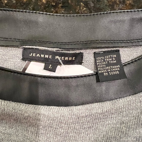 Jeanne Pierre Grey Knit Sweater Dress/Tunic w/Faux Leather Accents - Picture 2 of 12